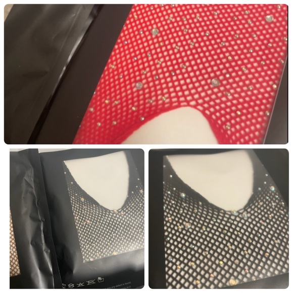 NWT rhinestone fishnet pantyhose sexy crotchless - Picture 11 of 16